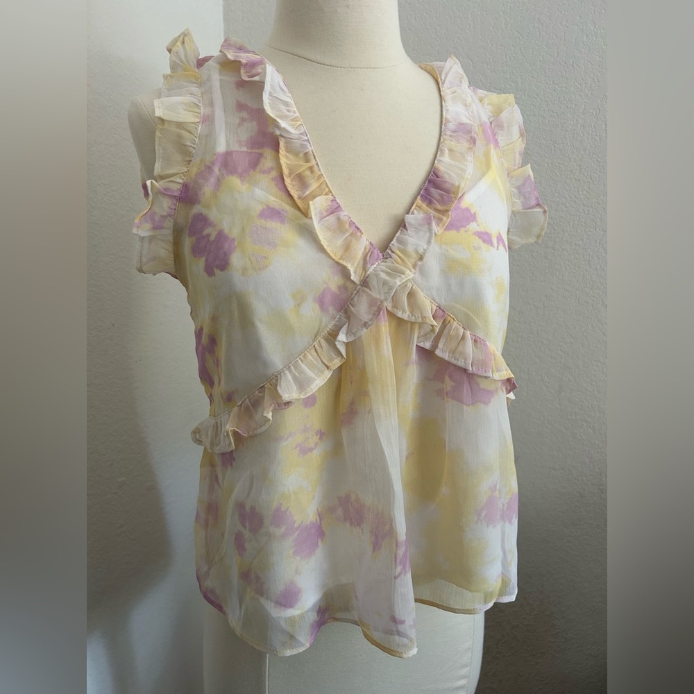 French Connection | Frill Tie Dye Blouse Tank XS